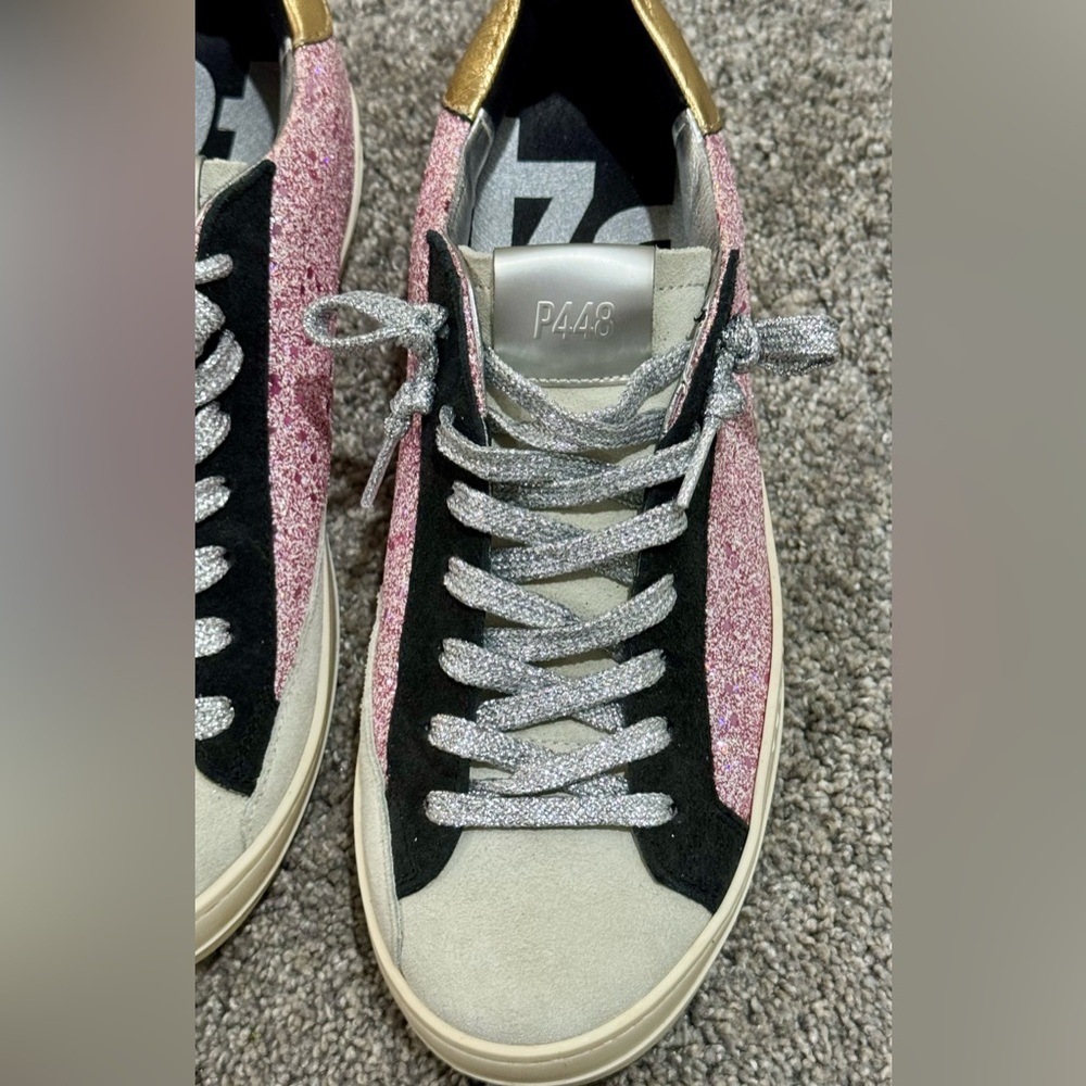 P448 John Sneakers-Pink Glitter-Size 8.5 (39) - Picture 6 of 7